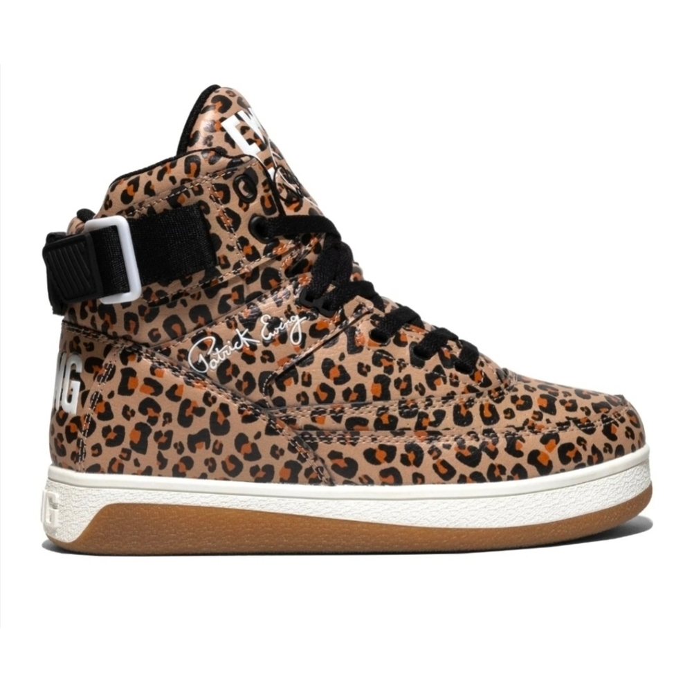 Womens leopard High Tops 7.5 New Patrick Ewing Orion Strap Basketball Shoes